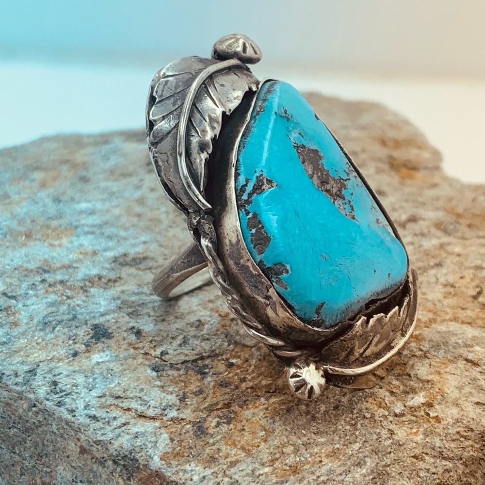 Turquoise Native American sterling silver ring size 7.5
